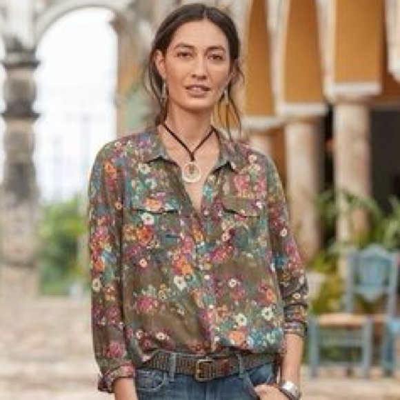 Sundance Tops - Sundance Women’s Button Up Longsleeve Shirt Floral Multicolor Boho Lightweight L